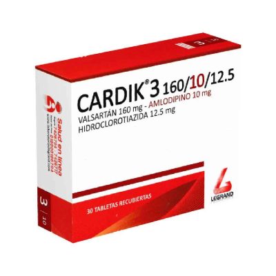 CARDIK 3 (10+12.5+160)MG TAB REC CAJ X 30