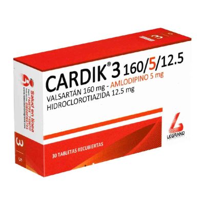 CARDIK 3 (5+12.5+160)MG TAB REC CAJ X 30