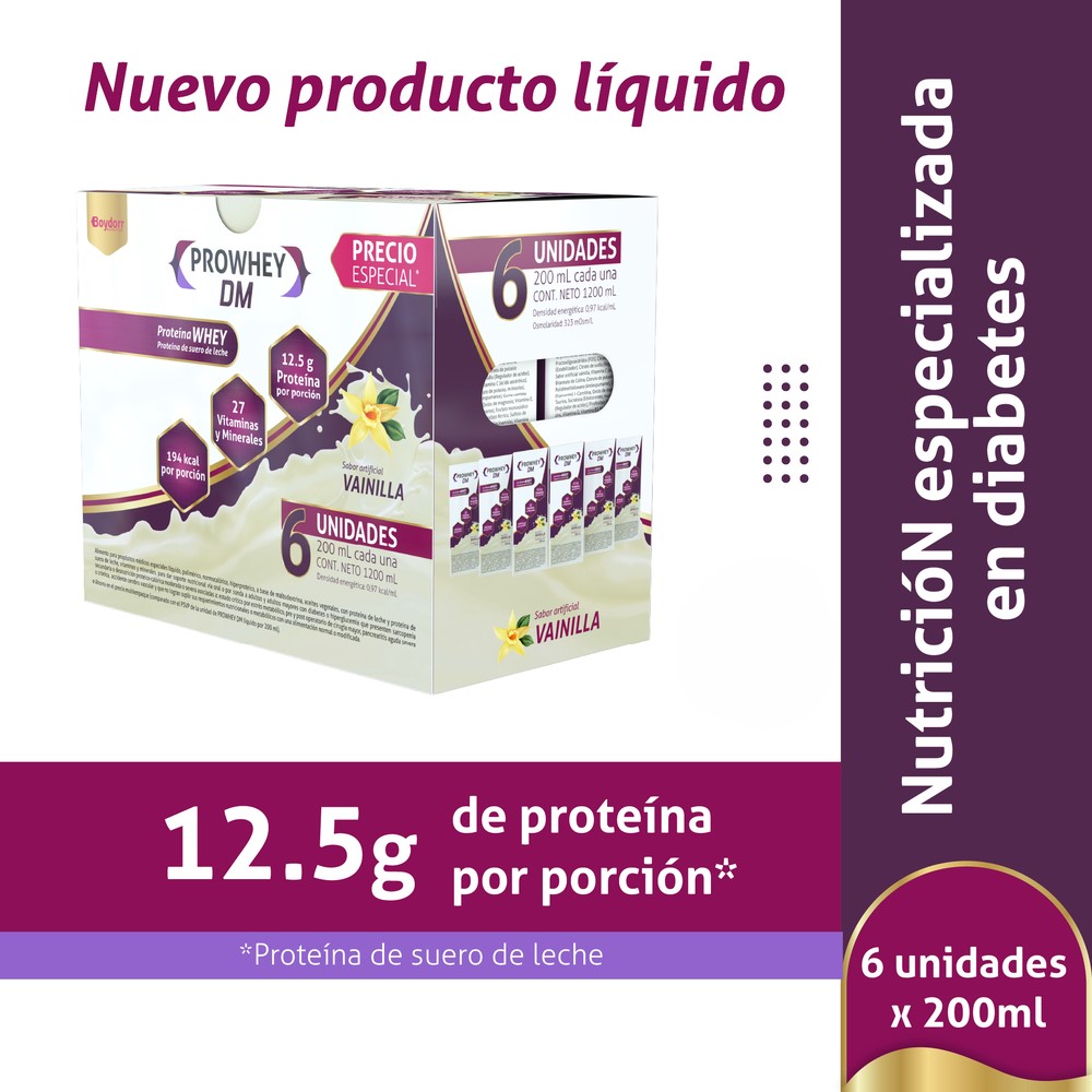 PROWHEY DM PRECIO ESPECIAL CAJ X 6TTP X 200ML VAINILLA