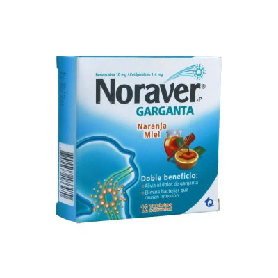 NORAVER-P GARGANTA (10+1.4)MG TAB MAST CAJ X 12 NARANJA MIEL