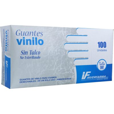 GUANTE VINILO EXAMEN SIN TALCO CAJ X 100 INVERFARMA TALLA M