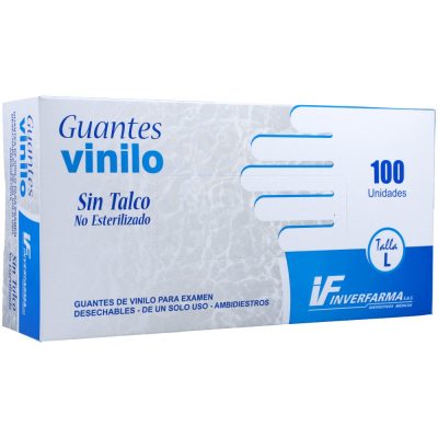 GUANTE VINILO EXAMEN SIN TALCO CAJ X 100 INVERFARMA TALLA L