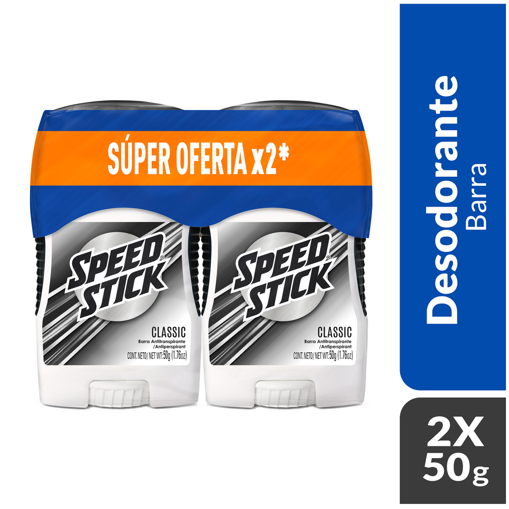 PROMO DESODORANTE EN BARRA SPEED STICK CLASSIC PAQ X 2 BAR X 50GR