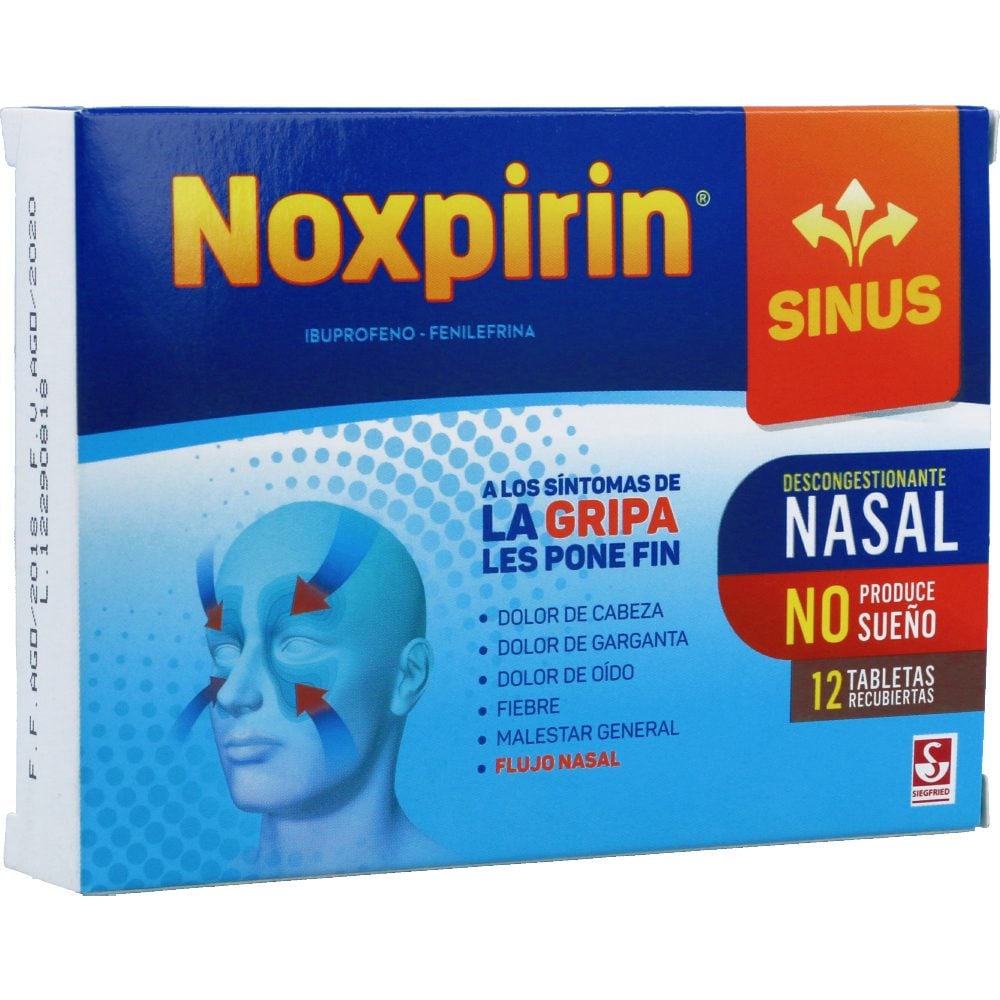 NOXPIRIN SINUS (20+200)MG TAB REC CAJ X 12
