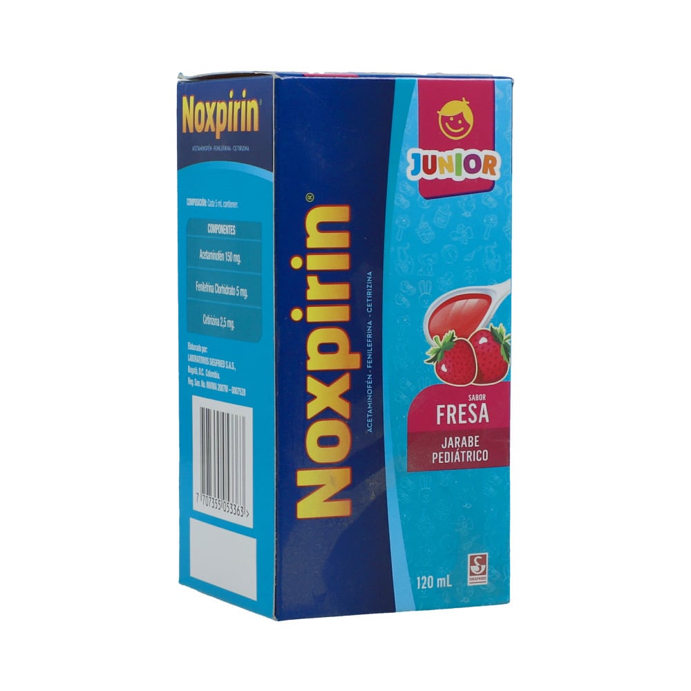 NOXPIRIN F JUNIOR (150+2.5+5)MG/5ML(3+0.05+0.1)% JBE FCO X 120 ML+ CUCH FRESA